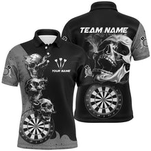 Load image into Gallery viewer, Personalized Smoking Skull Black Dart Shirts For Men Custom Darts League Cool Dart Team Jerseys TDM2804