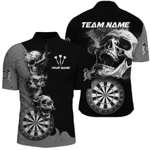 Load image into Gallery viewer, Personalized Smoking Skull Black Dart Shirts For Men Custom Darts League Cool Dart Team Jerseys TDM2804