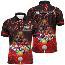 Load image into Gallery viewer, Thunder Lightning Storm Custom 3D Billiard Shirts For Men, Billiard Balls Team Jerseys | Red TDM3048