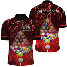 Load image into Gallery viewer, Thunder Lightning Storm Custom 3D Billiard Shirts For Men, Billiard Balls Team Jerseys | Red TDM3048