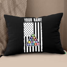 Load image into Gallery viewer, Custom Black White American Flag Billiard Pillow, Patriotic Pillow Gifts TDM0792
