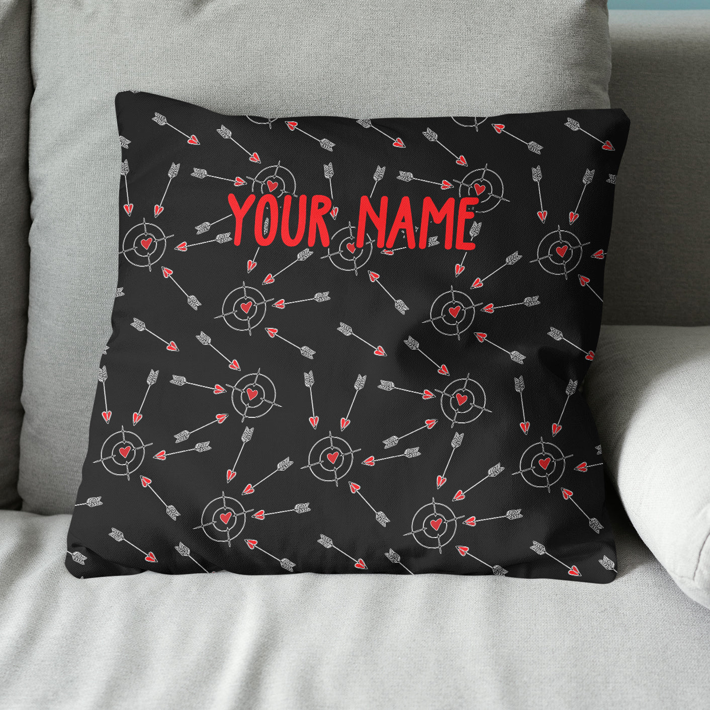Customized Funny Archery With Hearts Throw Pillow, Valentine's Day Gifts TDM0801