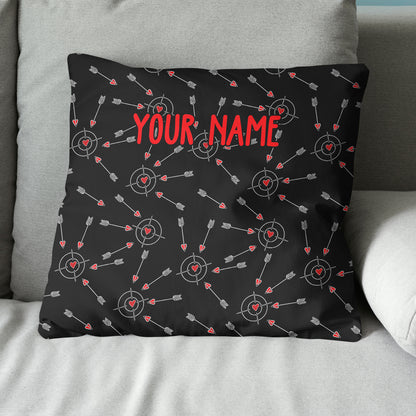 Customized Funny Archery With Hearts Throw Pillow, Valentine's Day Gifts TDM0801