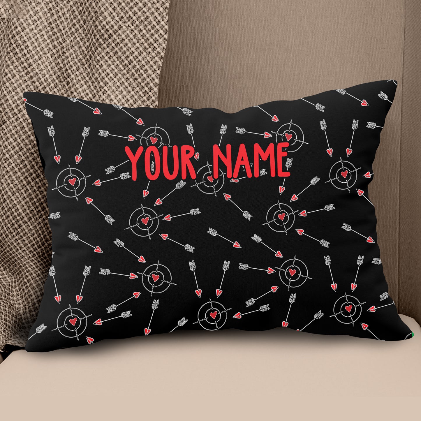 Customized Funny Archery With Hearts Throw Pillow, Valentine's Day Gifts TDM0801