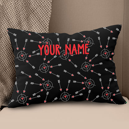 Customized Funny Archery With Hearts Throw Pillow, Valentine's Day Gifts TDM0801