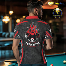 Load image into Gallery viewer, Black And Red 8 Ball Flame Billiard Shirt For Men Custom Pool Team Shirt, Billiard Jersey TDM5790