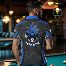 Load image into Gallery viewer, Black And Blue 8 Ball Flame Billiard Shirt For Men Custom Pool Team Shirt, Billiard Jersey TDM5791