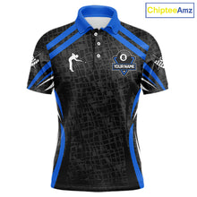 Load image into Gallery viewer, Black And Blue 8 Ball Flame Billiard Shirt For Men Custom Pool Team Shirt, Billiard Jersey TDM5791