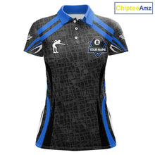 Load image into Gallery viewer, Black And Blue 8 Ball Flame Billiard Shirt For Women Custom Pool Team Shirt, Billiard Jersey TDM5791