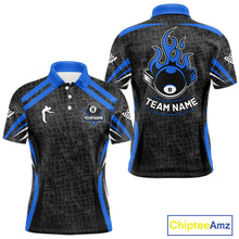 Load image into Gallery viewer, Black And Blue 8 Ball Flame Billiard Shirt For Men Custom Pool Team Shirt, Billiard Jersey TDM5791