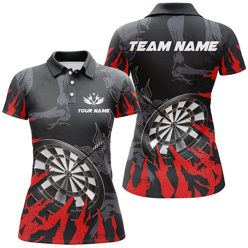 Personalzied Darts Board Red Grunge Style 3D Women Darts Polo Shirts Custom Darts Team Jerseys TDM1301