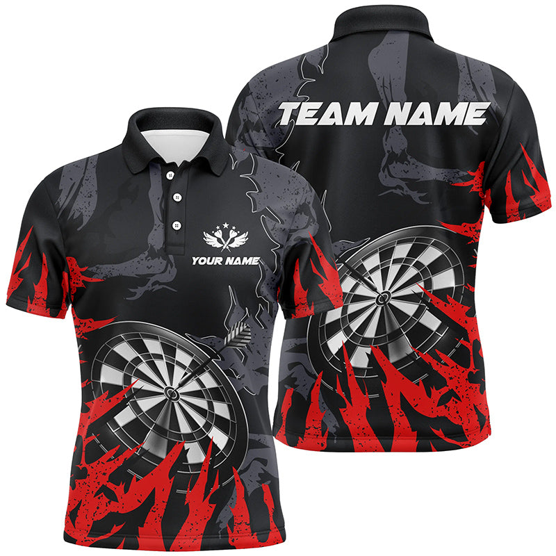 Personalzied Darts Board Red Grunge Style 3D Men Darts Polo Shirts Custom Darts Team Jerseys TDM1301