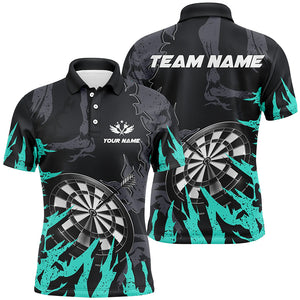 Personalzied Darts Board Turquoise Grunge Style 3D Men Darts Polo Shirts Custom Darts Team Jerseys TDM1302