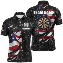 Load image into Gallery viewer, Grunge US Flag Dartboard Polo &amp; Quarter-Zip Shirts For Men Custom Patriotic Darts Jerseys Attire TDM1664