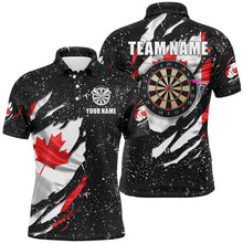 Load image into Gallery viewer, Grunge Canada Flag Dartboard Polo &amp; Quarter-Zip Shirts For Men Custom Patriotic Darts Jersey Attire TDM1665