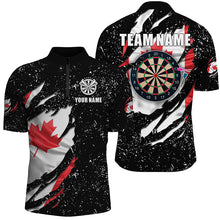 Load image into Gallery viewer, Grunge Canada Flag Dartboard Polo &amp; Quarter-Zip Shirts For Men Custom Patriotic Darts Jersey Attire TDM1665