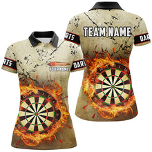Load image into Gallery viewer, Fire Flame Darts Board Grunge Women Darts Polo &amp; Quarter-Zip Shirts Custom Retro Darts Jersey Shirts TDM1668