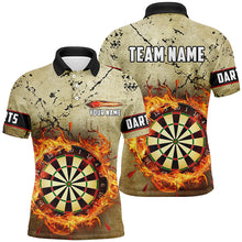 Load image into Gallery viewer, Fire Flame Darts Board Grunge Men Darts Polo &amp; Quarter-Zip Shirts Custom Retro Darts Jersey Shirts TDM1668