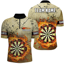 Load image into Gallery viewer, Fire Flame Darts Board Grunge Men Darts Polo &amp; Quarter-Zip Shirts Custom Retro Darts Jersey Shirts TDM1668