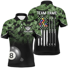 Load image into Gallery viewer, 8 Ball Pool Green Camo Custom Billiard Shirts For Men, Patriotic US Flag Billiard Team Jerseys TDM2311
