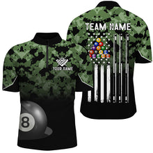 Load image into Gallery viewer, 8 Ball Pool Green Camo Custom Billiard Shirts For Men, Patriotic US Flag Billiard Team Jerseys TDM2311