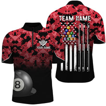 Load image into Gallery viewer, 8 Ball Pool Red Camo Custom Billiard Shirts For Men, Patriotic US Flag Billiard Team Jerseys TDM2312