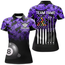 Load image into Gallery viewer, 8 Ball Pool Purple Camo Custom Billiard Shirts For Women, Patriotic US Flag Billiard Team Jerseys TDM2314