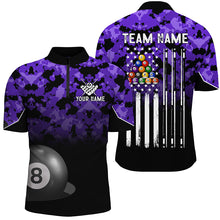 Load image into Gallery viewer, 8 Ball Pool Purple Camo Custom Billiard Shirts For Men, Patriotic US Flag Billiard Team Jerseys TDM2314
