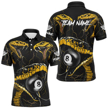 Load image into Gallery viewer, Yellow Black Funny Snakes 8 Ball Pool Custom Men Billiard Shirts, Unique Billiard Jerseys Apparel TDM2321