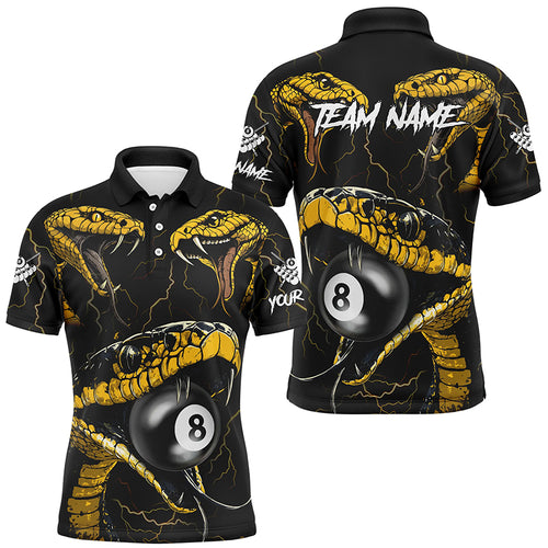 Yellow Black Funny Snakes 8 Ball Pool Custom Men Billiard Shirts, Unique Billiard Jerseys Apparel TDM2321