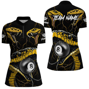 Yellow Black Funny Snakes 8 Ball Pool Custom Women Billiard Shirts, Unique Billiard Jerseys Apparel TDM2321