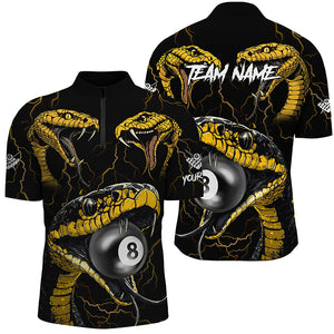 Yellow Black Funny Snakes 8 Ball Pool Custom Men Billiard Shirts, Unique Billiard Jerseys Apparel TDM2321