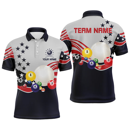 Patriotic  Billiard American Style Customized Polo Shirts For Men, Custom USA Flag Pool Team  TDM0190