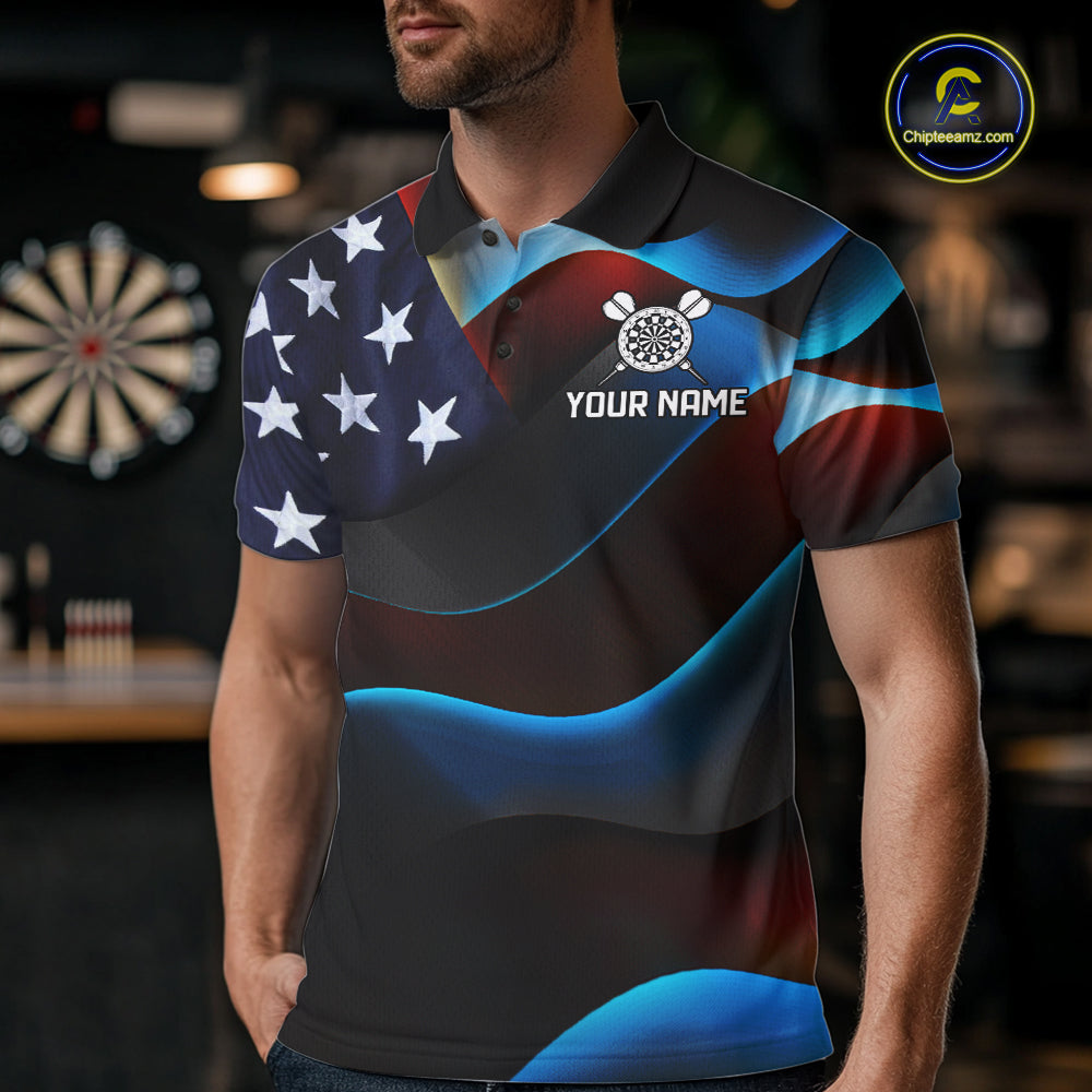 Personalized American Flag Eagle Darts Shirts For Men Custom Patriotic Darts League Team Jersey TDM7967