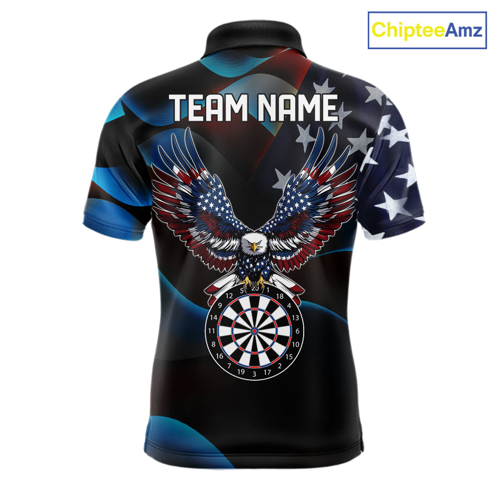 Personalized American Flag Eagle Darts Shirts For Men Custom Patriotic Darts League Team Jersey TDM7967