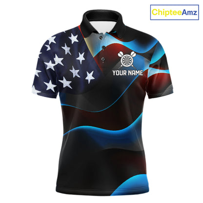 Personalized American Flag Eagle Darts Shirts For Men Custom Patriotic Darts League Team Jersey TDM7967