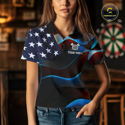 Personalized American Flag Eagle Darts Shirts For Women Custom Patriotic Darts League Team Jersey TDM7967