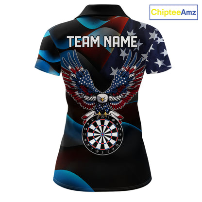 Personalized American Flag Eagle Darts Shirts For Women Custom Patriotic Darts League Team Jersey TDM7967