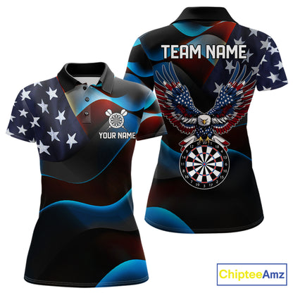 Personalized American Flag Eagle Darts Shirts For Women Custom Patriotic Darts League Team Jersey TDM7967