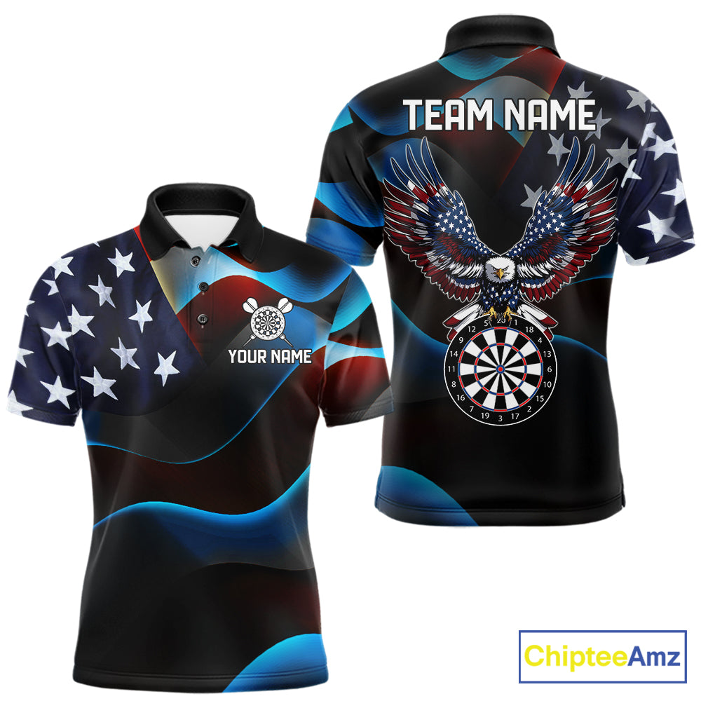 Personalized American Flag Eagle Darts Shirts For Men Custom Patriotic Darts League Team Jersey TDM7967