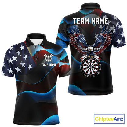 Personalized American Flag Eagle Darts Shirts For Men Custom Patriotic Darts League Team Jersey TDM7967