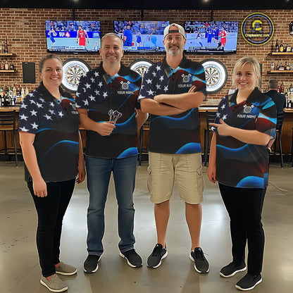 Personalized American Flag Eagle Darts Shirts For Men Custom Patriotic Darts League Team Jersey TDM7967