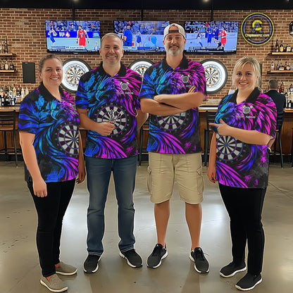 Personalized Blue And Purple Grunge Eagle Darts Shirts For Women, Darts Jersey Team Polo & 1/4 Zip TDM7980