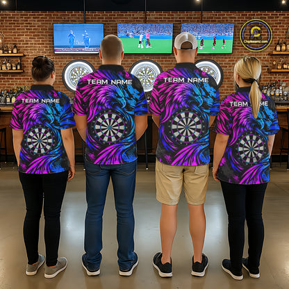 Personalized Blue And Purple Grunge Eagle Darts Shirts For Women, Darts Jersey Team Polo & 1/4 Zip TDM7980