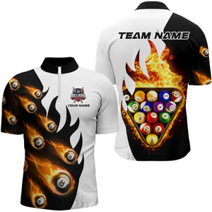 Flaming 8 Ball Pool Billiard Shirts For Men Custom Fire Billiard Team Shirts, Billiard Jerseys TDM3289