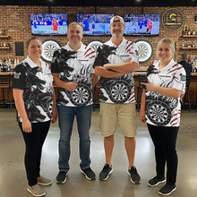 Load image into Gallery viewer, White Black Grunge Wolf Darts Shirts For Women Custom Darts Team Jersey Polo &amp; Quarter Zip TDM5534