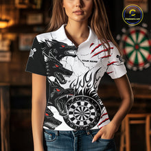 Load image into Gallery viewer, White Black Grunge Wolf Darts Shirts For Women Custom Darts Team Jersey Polo &amp; Quarter Zip TDM5534