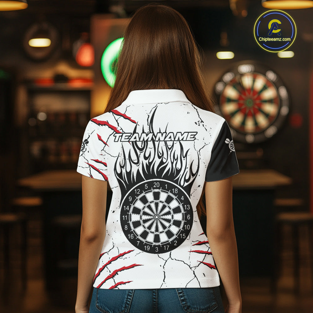 White Black Grunge Wolf Darts Shirts For Women Custom Darts Team Jersey Polo & Quarter Zip TDM5534