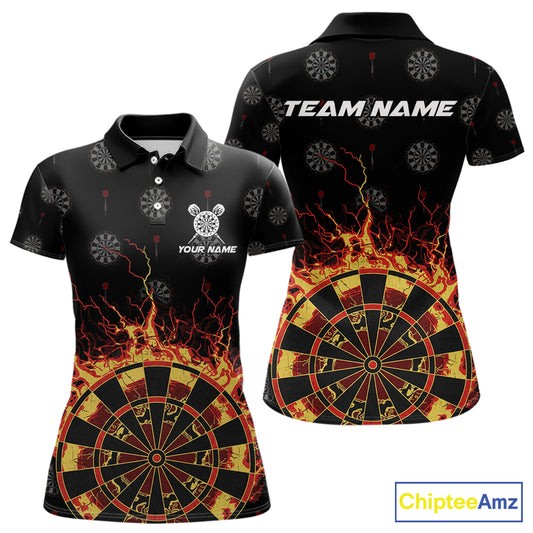 Personalized Flame Darts Polo & Quarter Zip Custom Darts Shirt For Women, Darts Team Jersey TDM5536