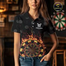 Load image into Gallery viewer, Personalized Flame Darts Polo &amp; Quarter Zip Custom Darts Shirt For Women, Darts Team Jersey TDM5536
